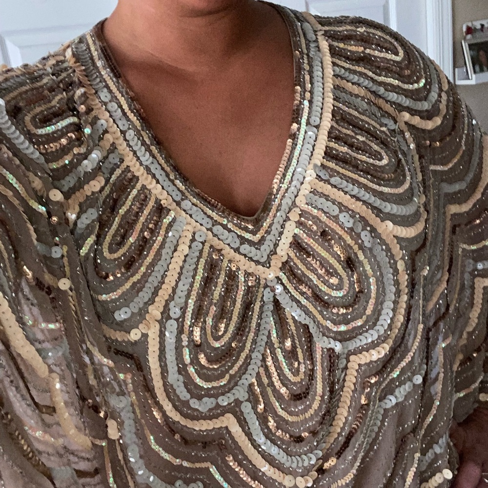 Jovani 100% silk and sequins cocktail dress - Picture 3 of 7